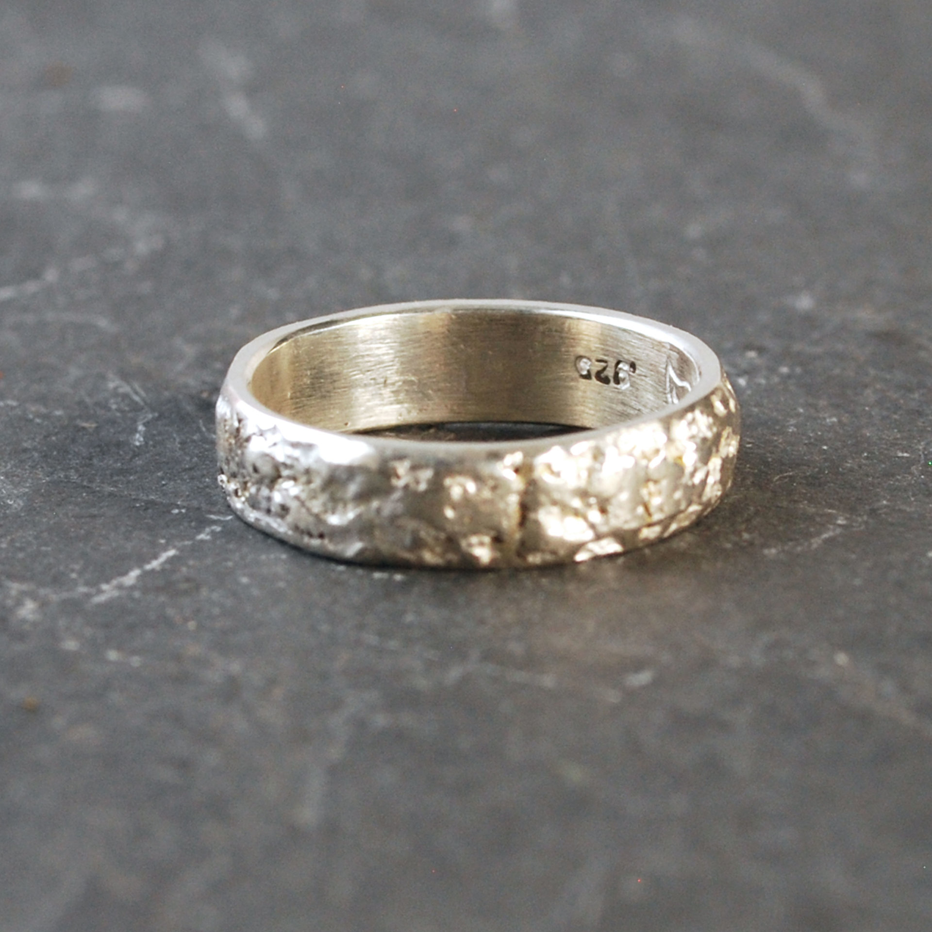 Textured Sterling Silver Ring Band, Narrow