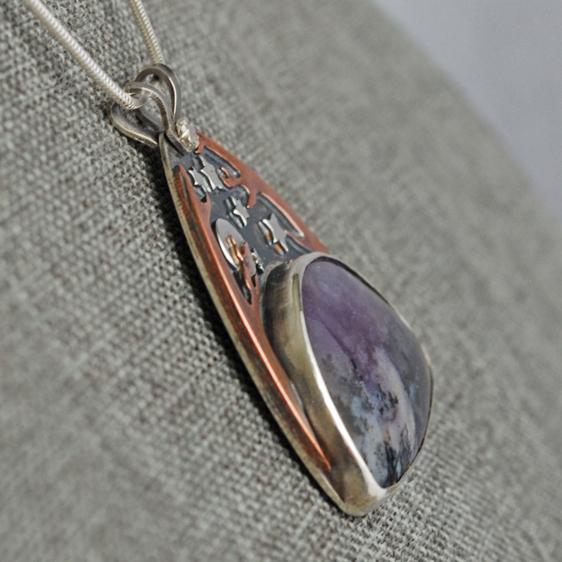 Silver Starry Night Pendant with Amethyst Sage Agate