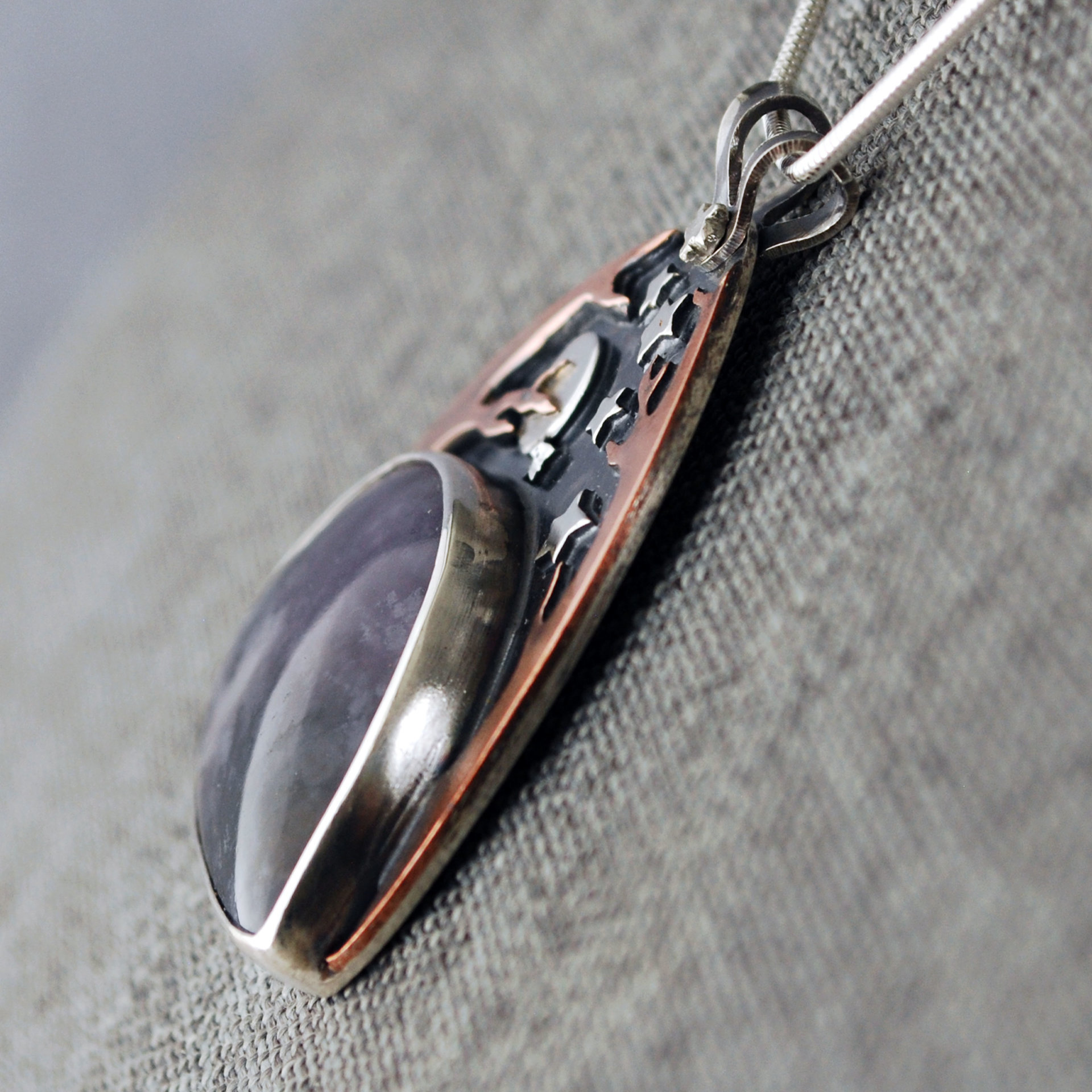 Silver Starry Night Pendant with Amethyst Sage Agate