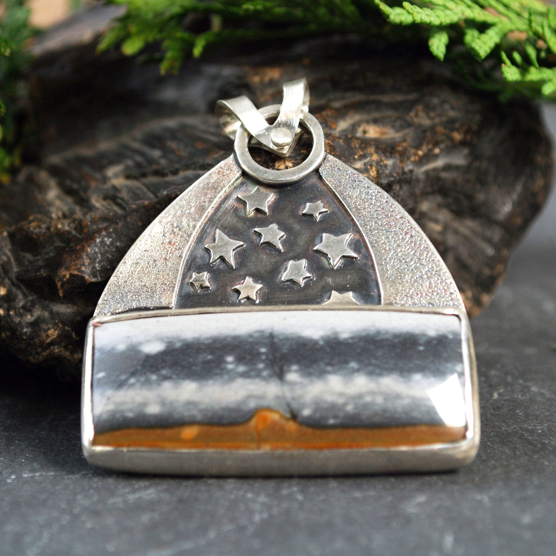 Silver Starry Night Pendant with Jasper