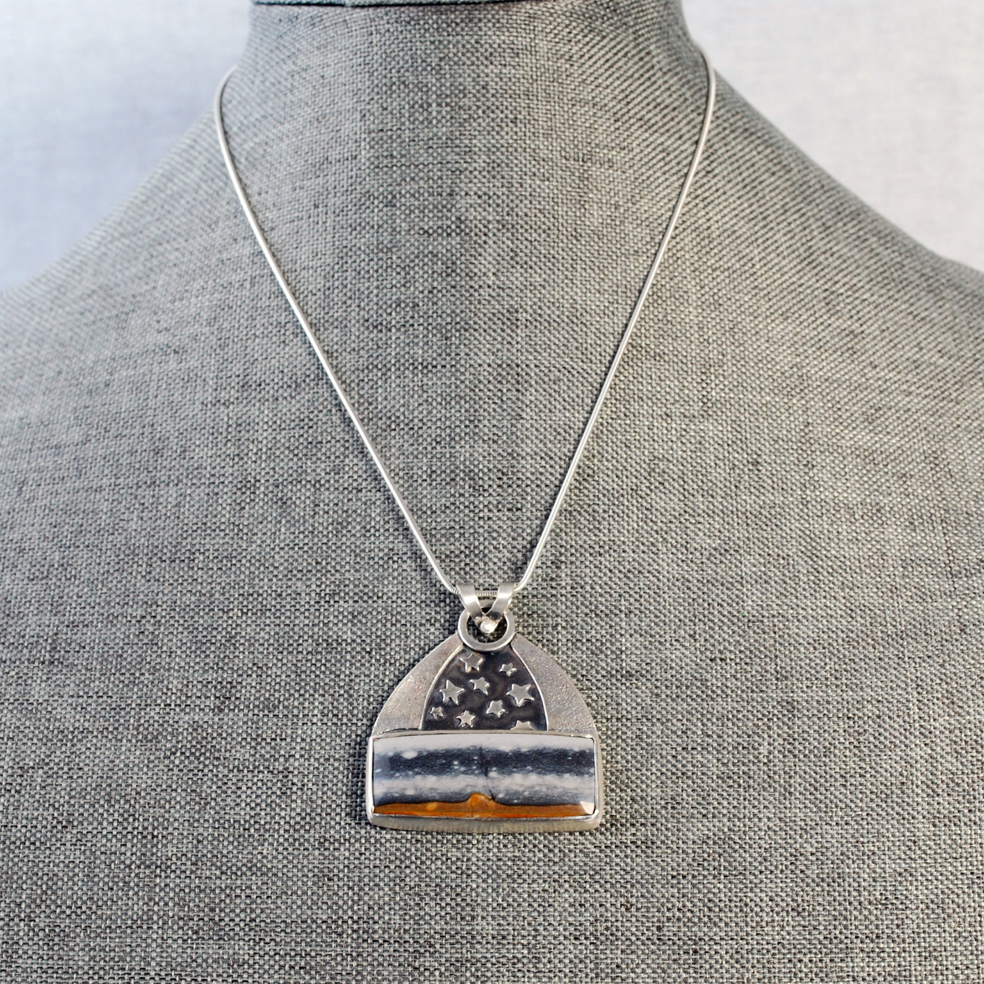 Silver Starry Night Pendant with Jasper