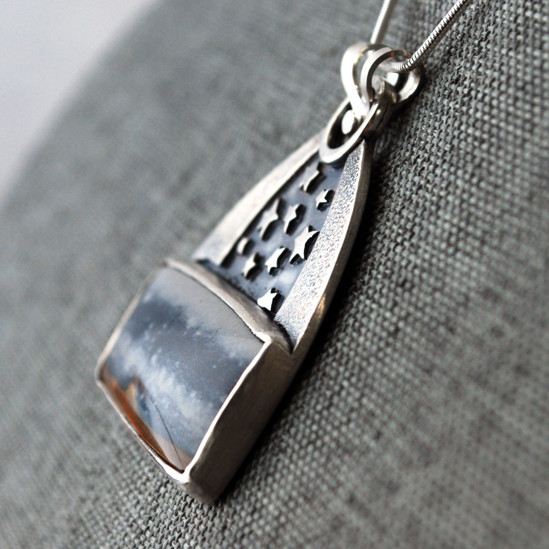 Silver Starry Night Pendant with Jasper