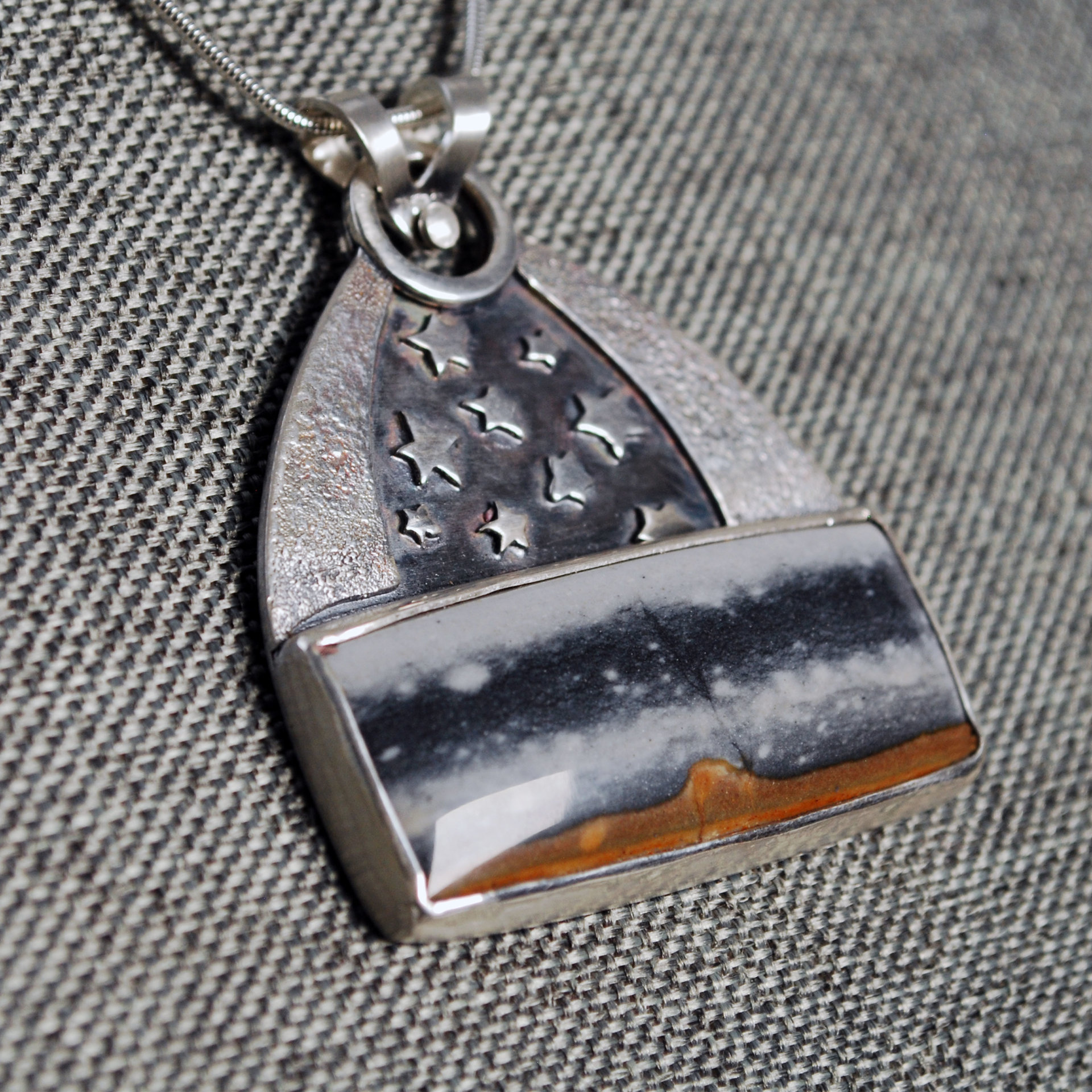 Silver Starry Night Pendant with Jasper