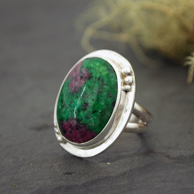 Ruby in Zoisite Sterling Silver Ring Size 6.75