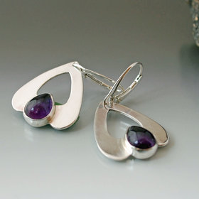 sterling silver amethyst Art Deco style earrings