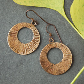 Hammered Bronze Wide Circle Earrings