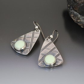 Lemon Chrysoprase Sterling Silver Patterned Earrings