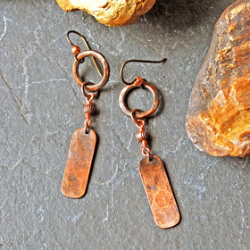 Rustic Copper Dangle Earrings