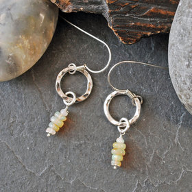 Silver Earrings with Opals