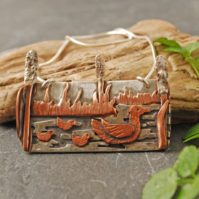 Duck Pendant, Silver and Copper