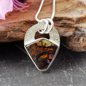 Small Silver Boulder Opal Pendant