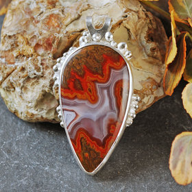 Moroccan Seam Agate Pendant, Sterling Silver